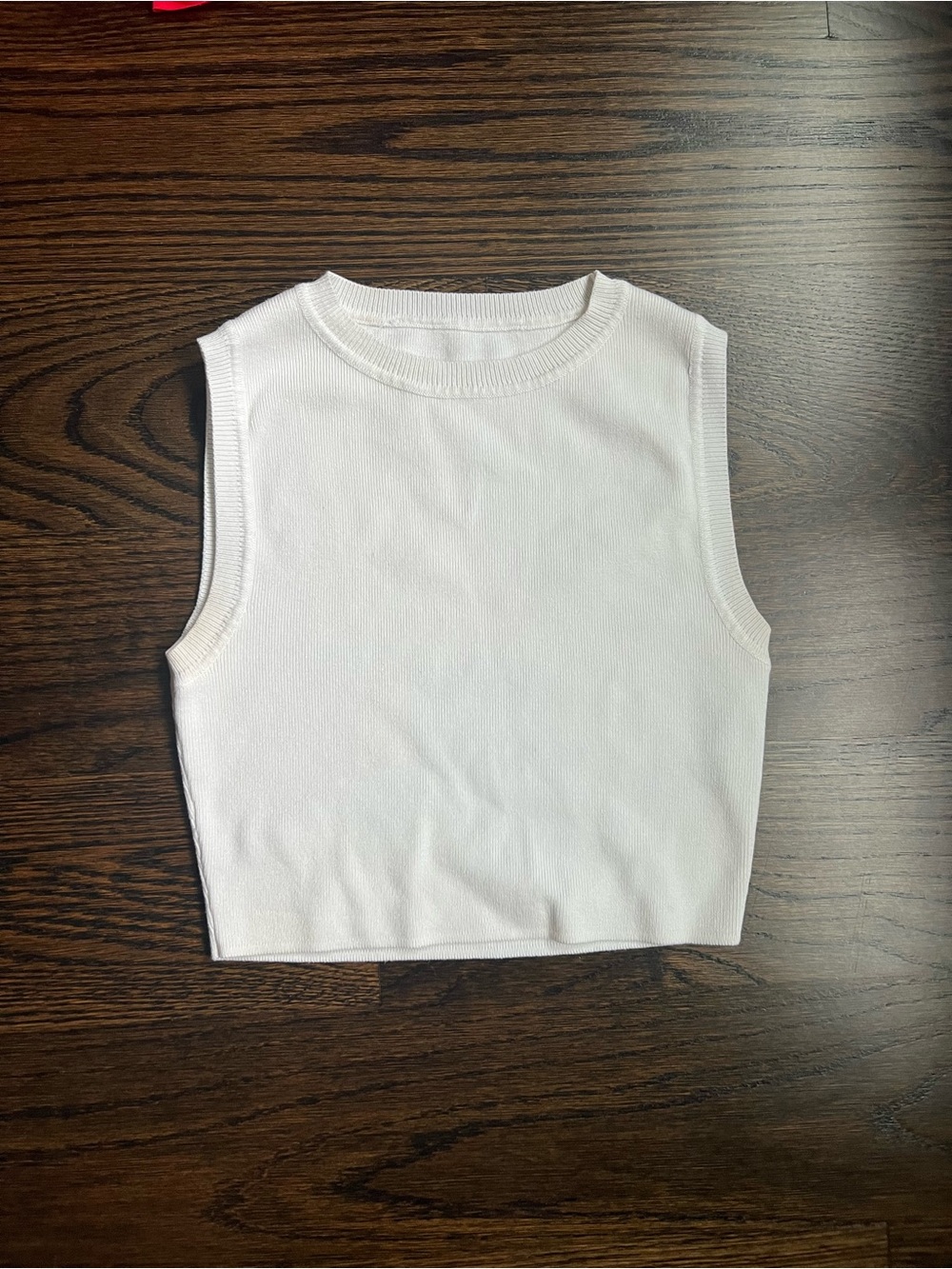 Zara White Ribbed Cropped Tank Top